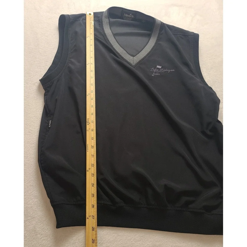 Ashworth Weather‎ Systems Golf Vest Men's L Black Lake Michigan Hills Windshirt